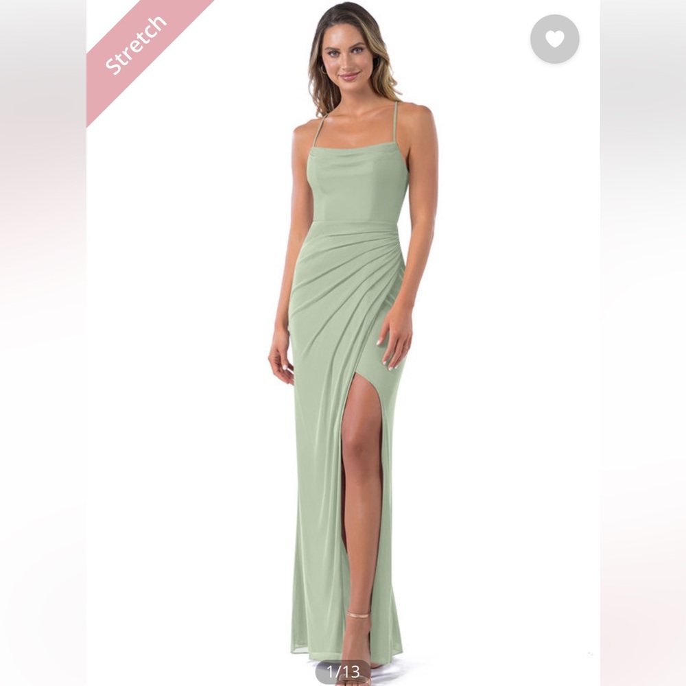 Azazie Sage Green Kalea Dress Size 2